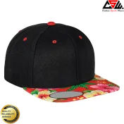 Tropical Floral Snapback Cap – Black & Multicolor