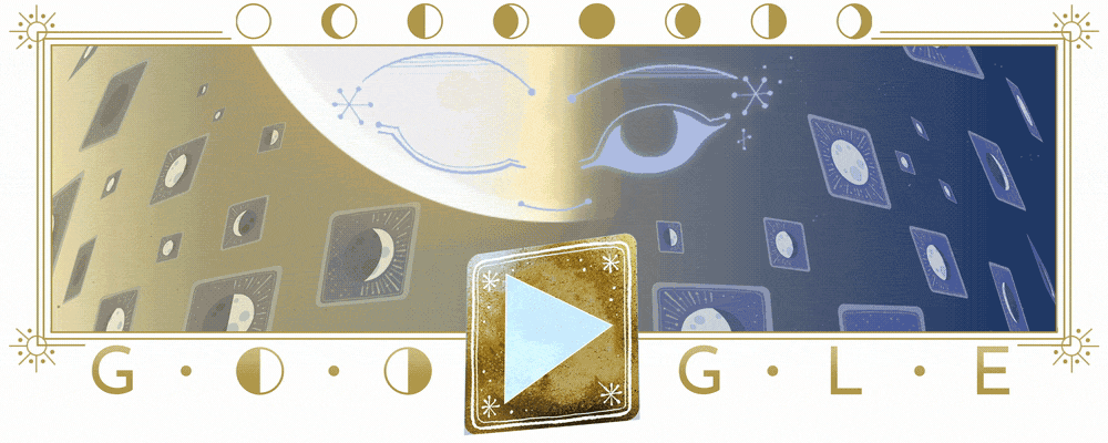 Animated doodle celebrating the rise of the half moon with celestial