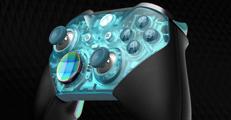 Close up of xbox controller sync slider button on the top edge