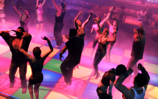 In game scene showing a character aiming a weapon in an urban