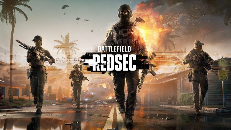 Key art featuring characters and action scenes from battlefield red sec game