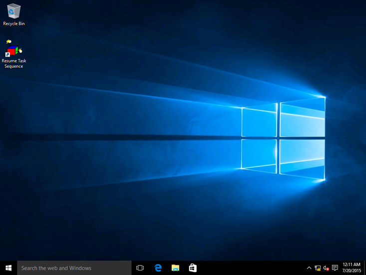 Screenshot showing a windows deployment task sequence resume interface with options and progress det