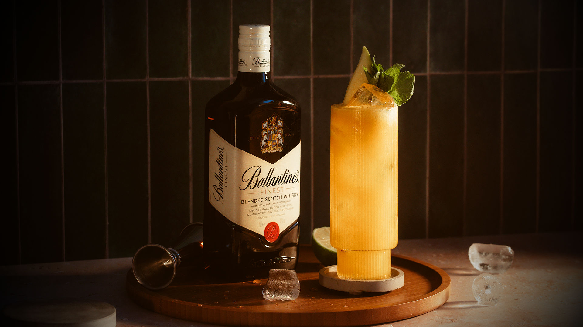Whisky mango lassi drink with Ballantine's