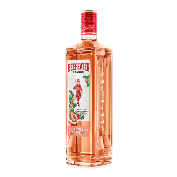 Beefeater Peach Raspberry gin bottle side view 600 600