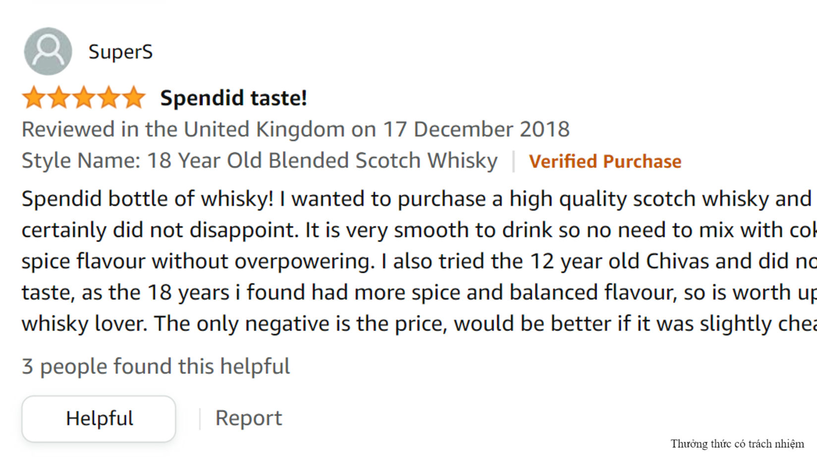 Đánh giá của người dùng về rượu Chivas 18 Gold Signature.