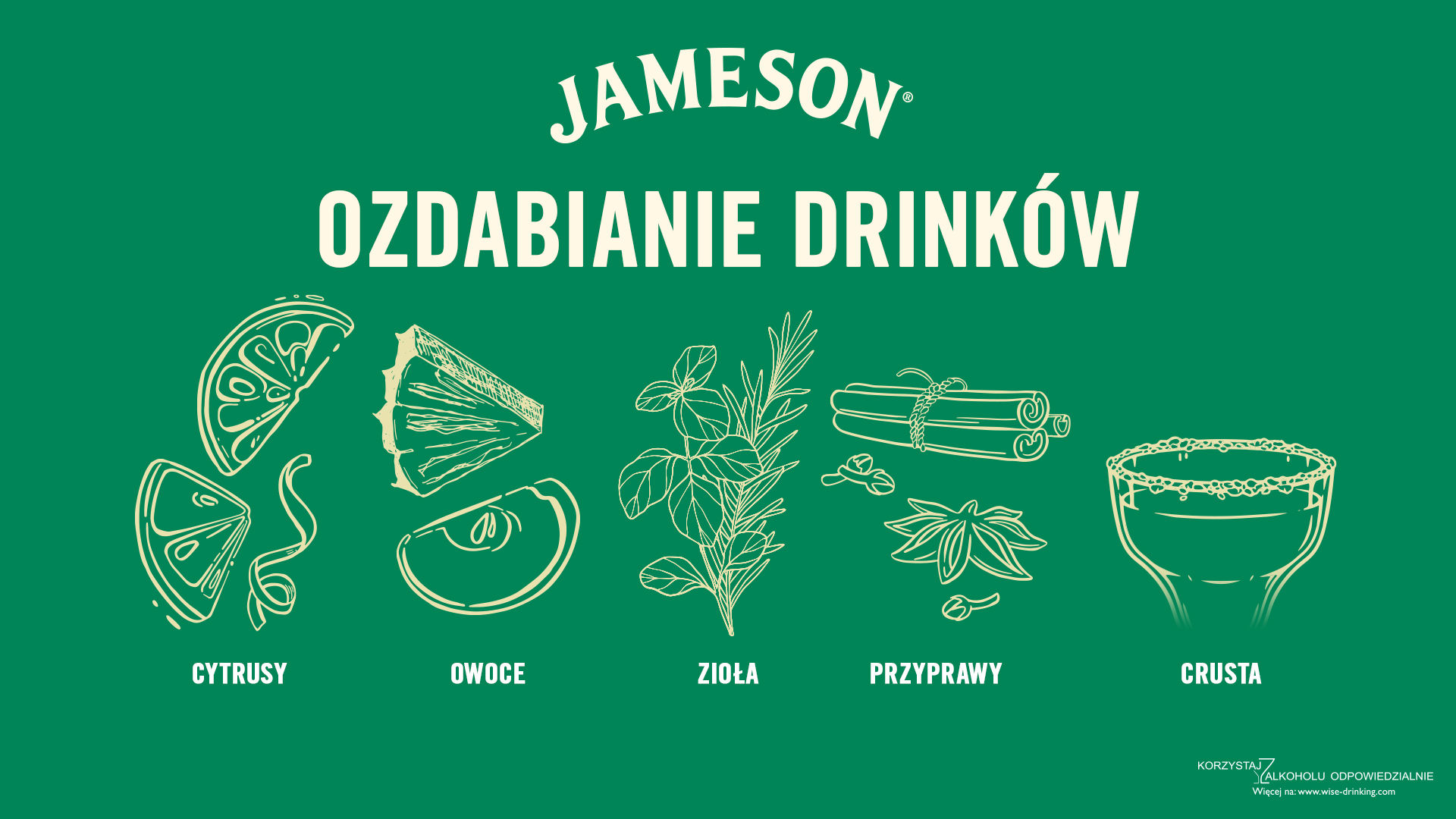 Ozdabianie drinków z whiskey Jameson