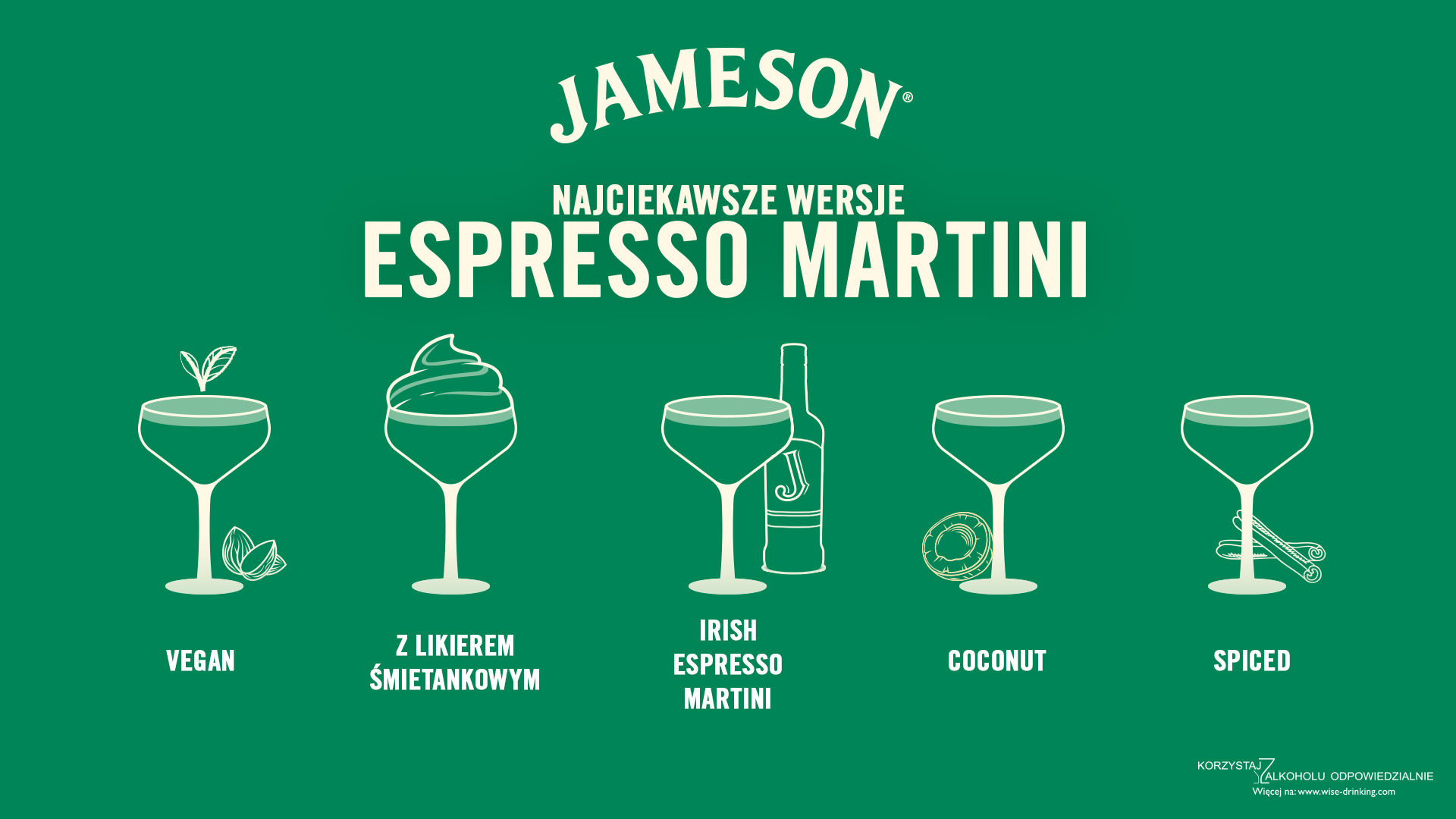 Warianty drinka Espresso Martini z whiskey