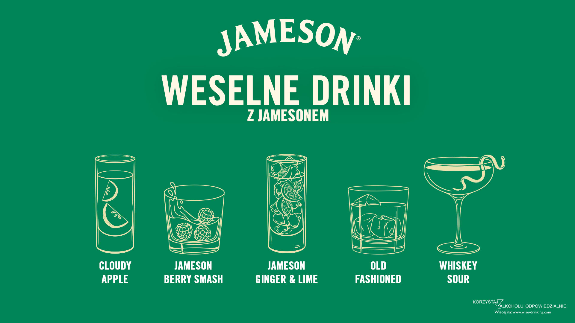 Drinki na wesele z whiskey Jameson