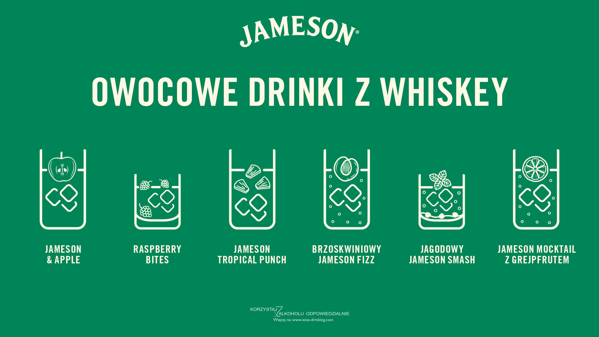 Owocowe drinki z whiskey Jameson