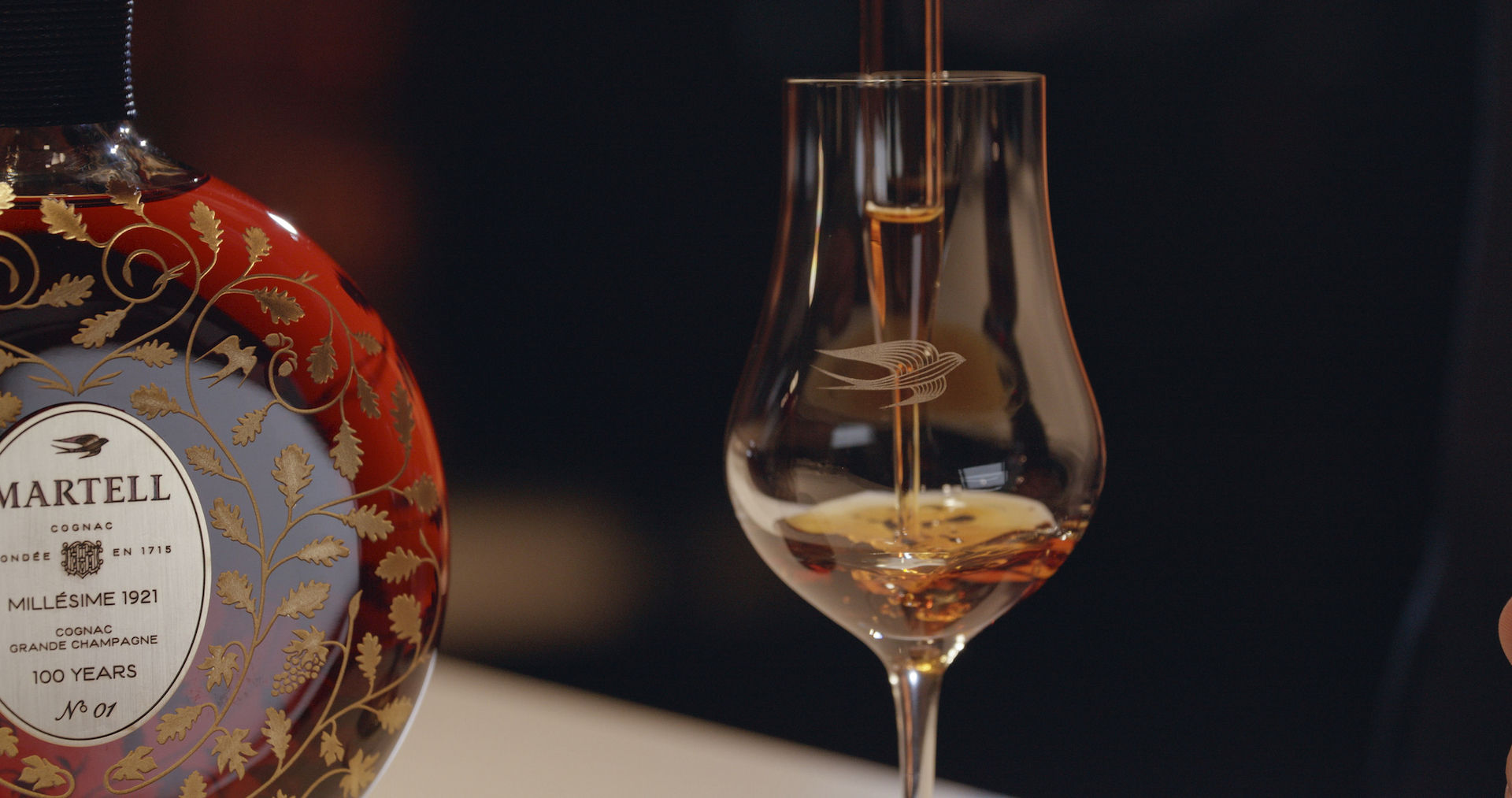 Bottle and glass Martell