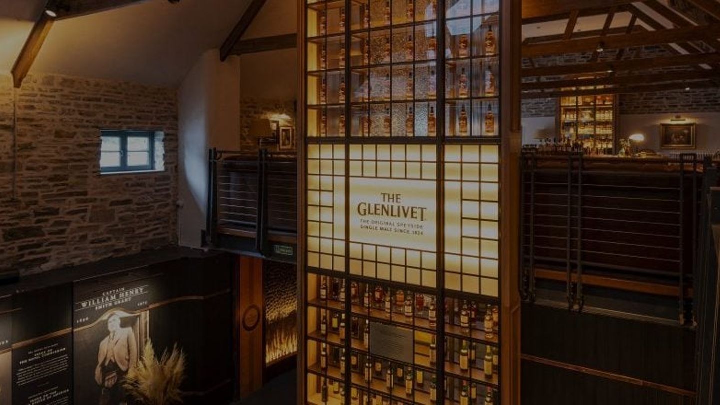the glenlivet distillery bottle wall
