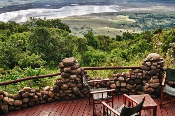 Panoramic view of Ngorongoro Crater from Serena Lodge