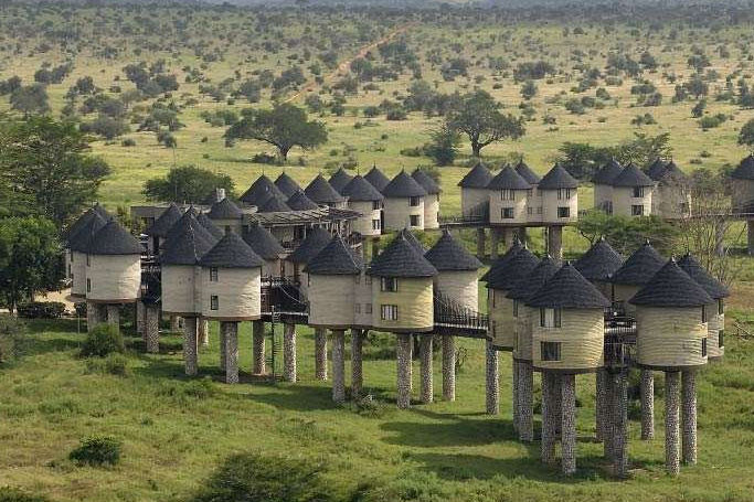 Aerial view of Salt Lick Lodge during 2-day Kenya safari at Taita Hills