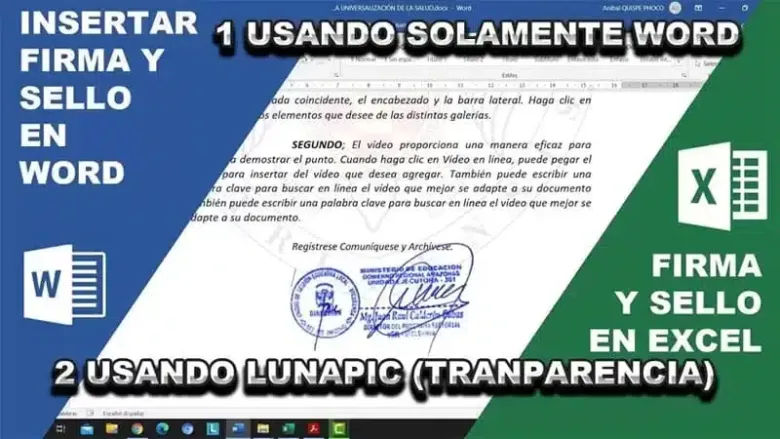 Insertar firma y sello en Word y Excel