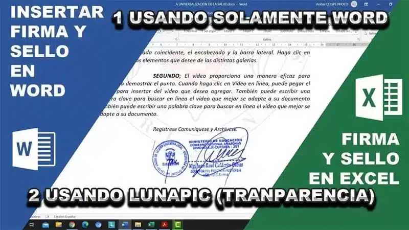 Insertar firma y sello en Word y Excel