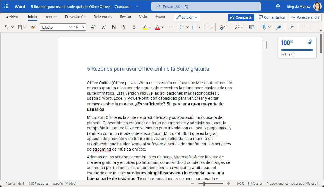 Razones para usar Office Online