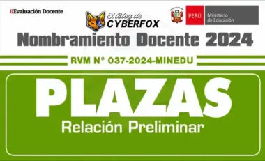 lista preliminar de plazas para el concurso de Nombramiento Docente 2024