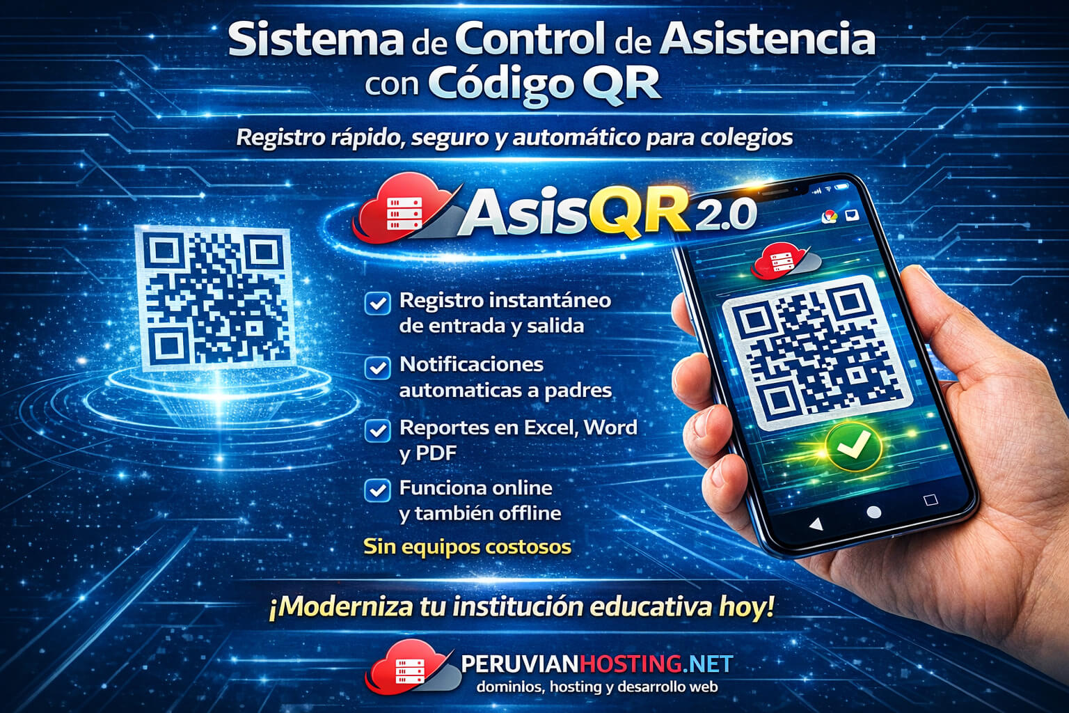 Sistema de control de asistencia QR para colegios AsisQR registrando ingreso de estudiantes