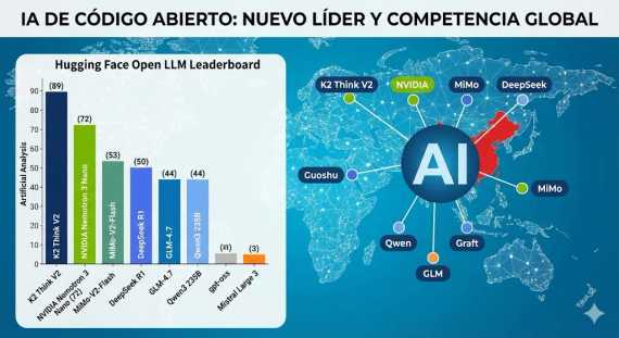 China liderando el ranking mundial de IA de código abierto