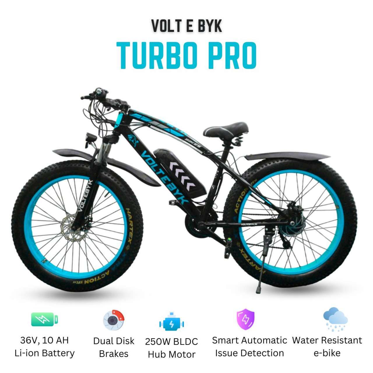 Product Image 4 of Turbo Pro Electric Fat Bike | Blue 13 AH - Electric from Voltebyk