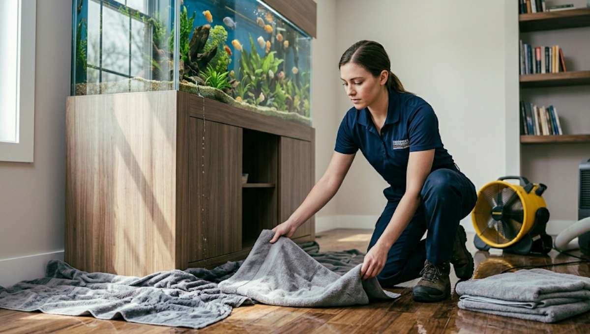 Water Damage From Fish Tank Leak in Des Plaines, IL