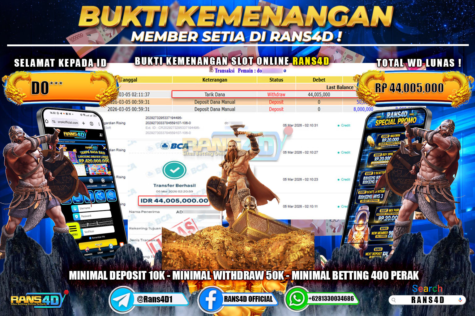  RANS4D JACKPOT SLOT ASGARDIAN RISINE Rp. 44.005.000,- LUNAS