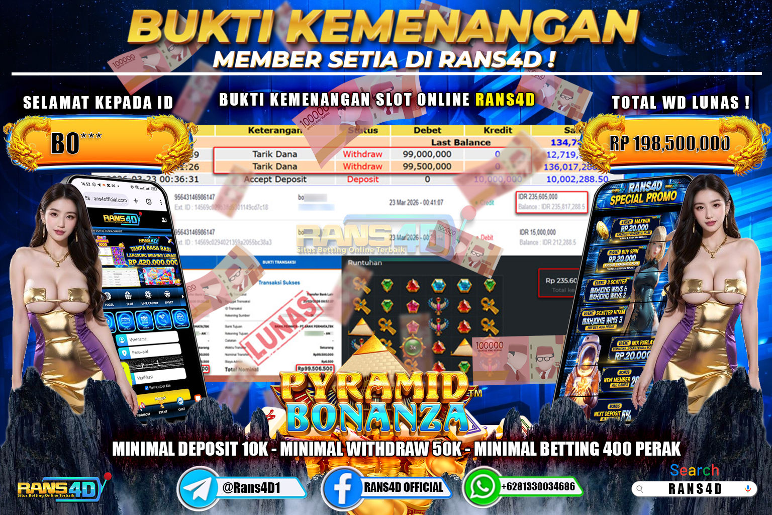  RANS4D JACKPOT SLOT PYRAMID BONANZA Rp. 198.500.000,- LUNAS