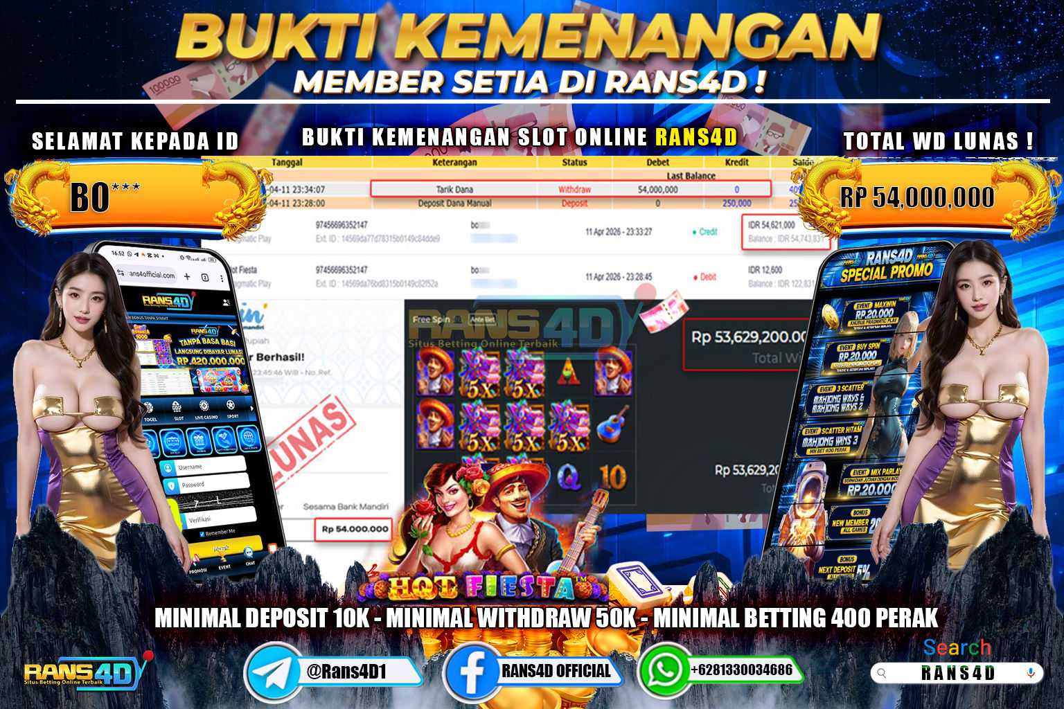  RANS4D JACKPOT SLOT HOT FIESTA Rp.54.000.000,- LUNAS