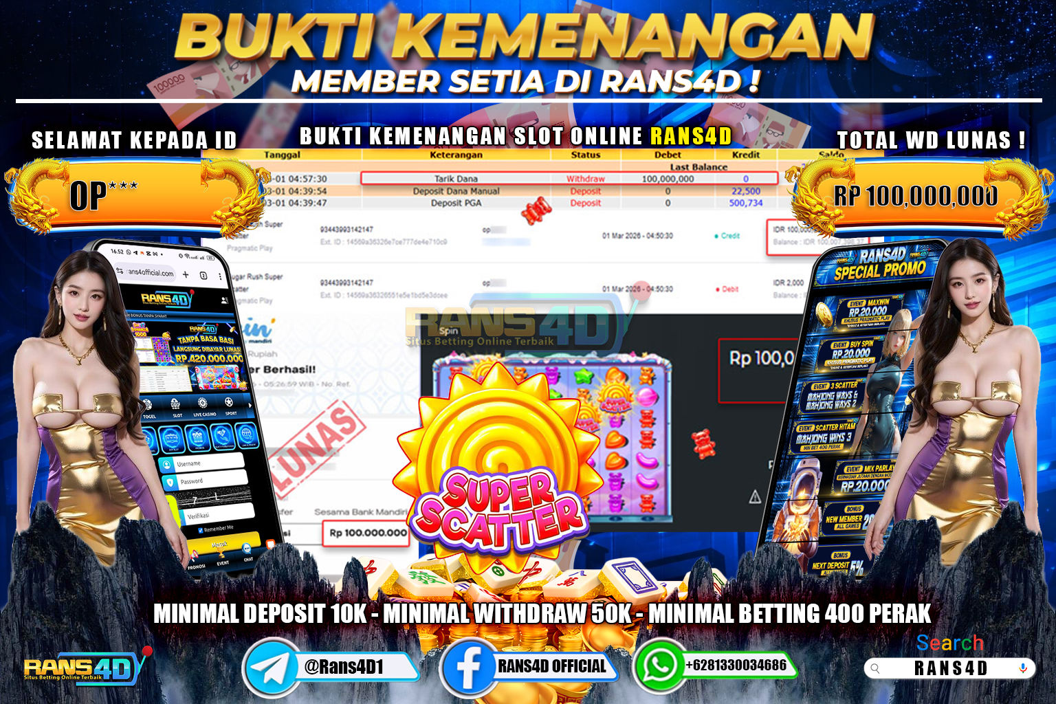  RANS4D JACKPOT SLOT SUGAR RUSH SUPER SCATER Rp.100.000.000,- LUNAS