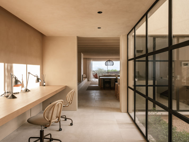 Office room with natural oak floor