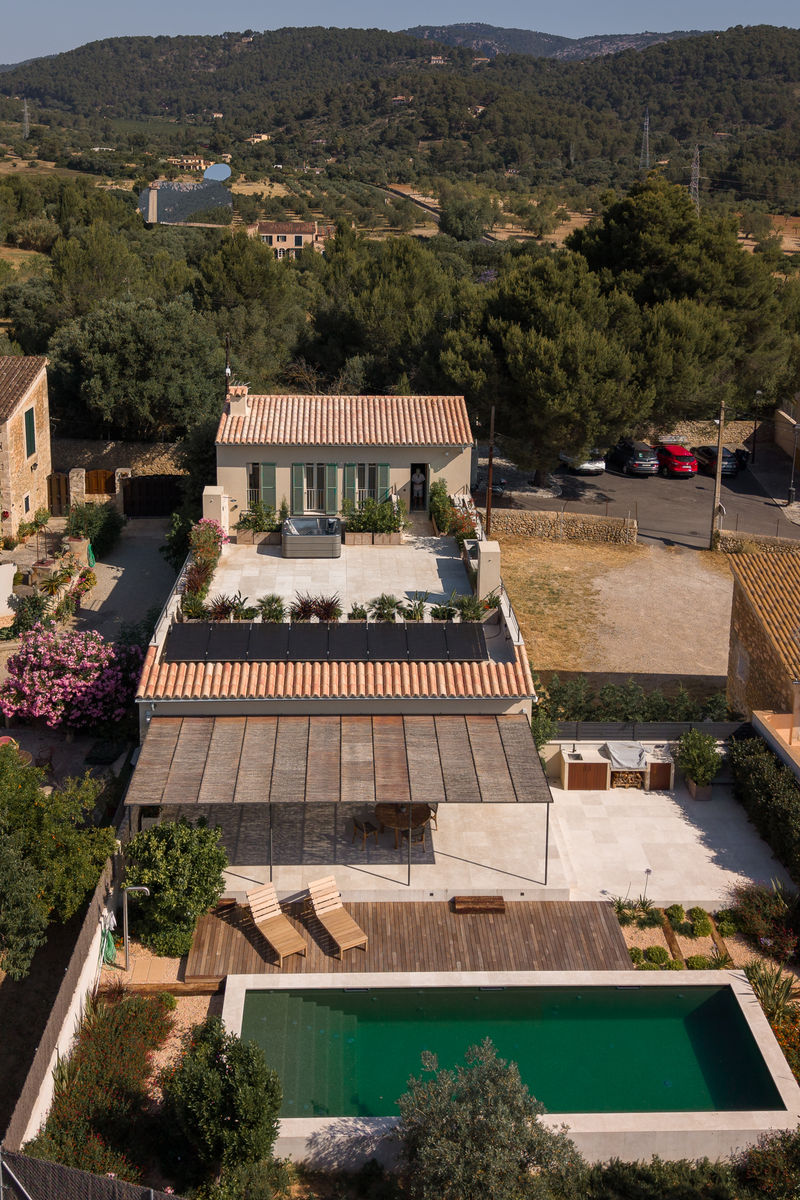 Aerial view of the house from the front