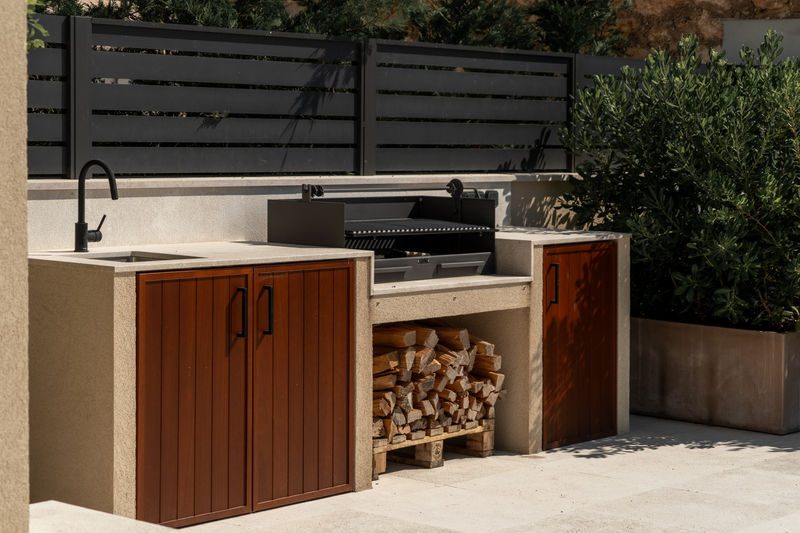 Garden with outdoor barbecue