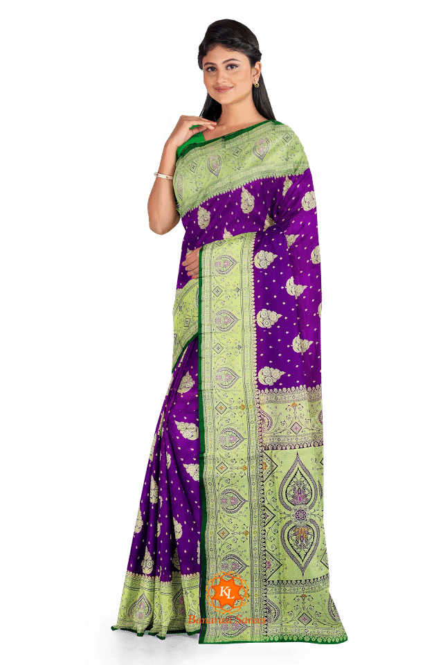 Banarasi Purple Flower butta Saree