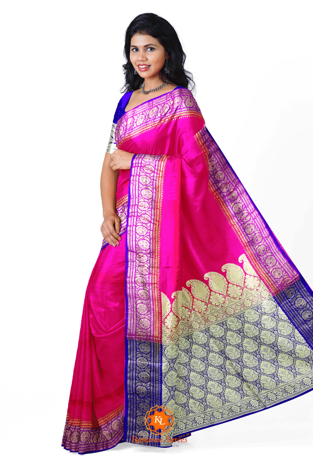 Banarasi Pink Plain Saree