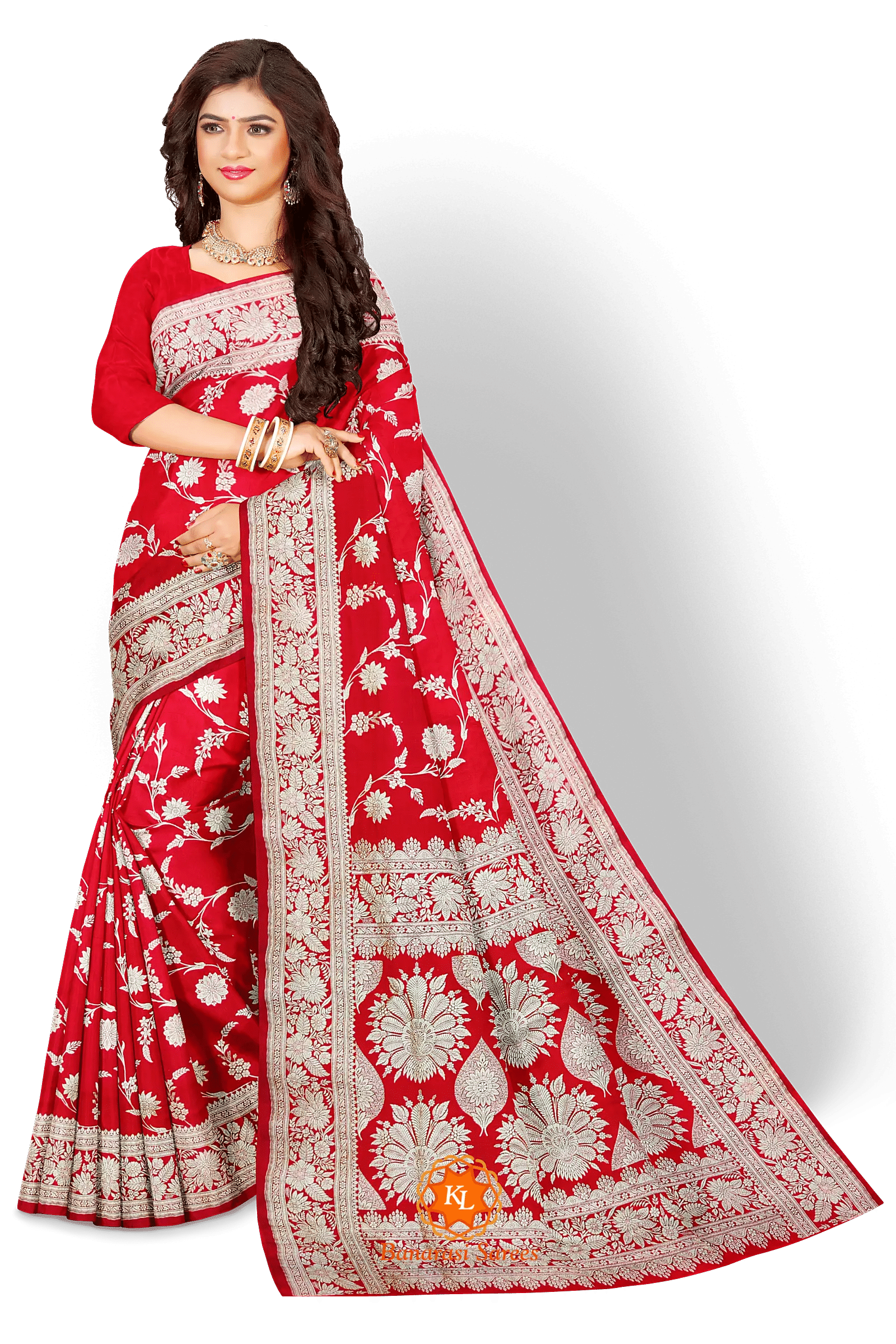 Red Pink Bandhani Khaddi Georgette Handloom Banarasi Saree - Sacred Weaves