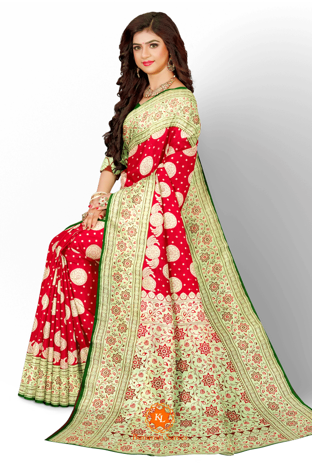 Banarasi Red Gol Butta saree