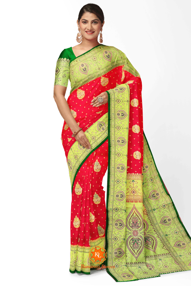 Banarasi Pink Flower butta Saree