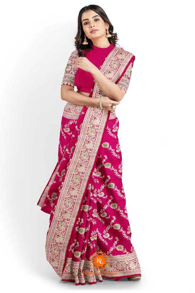 Rani Banarasi Soft Silk Saree With Zari And Meena Weaving Work