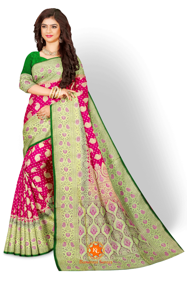 Rani Banarasi Butti saree with Light zari