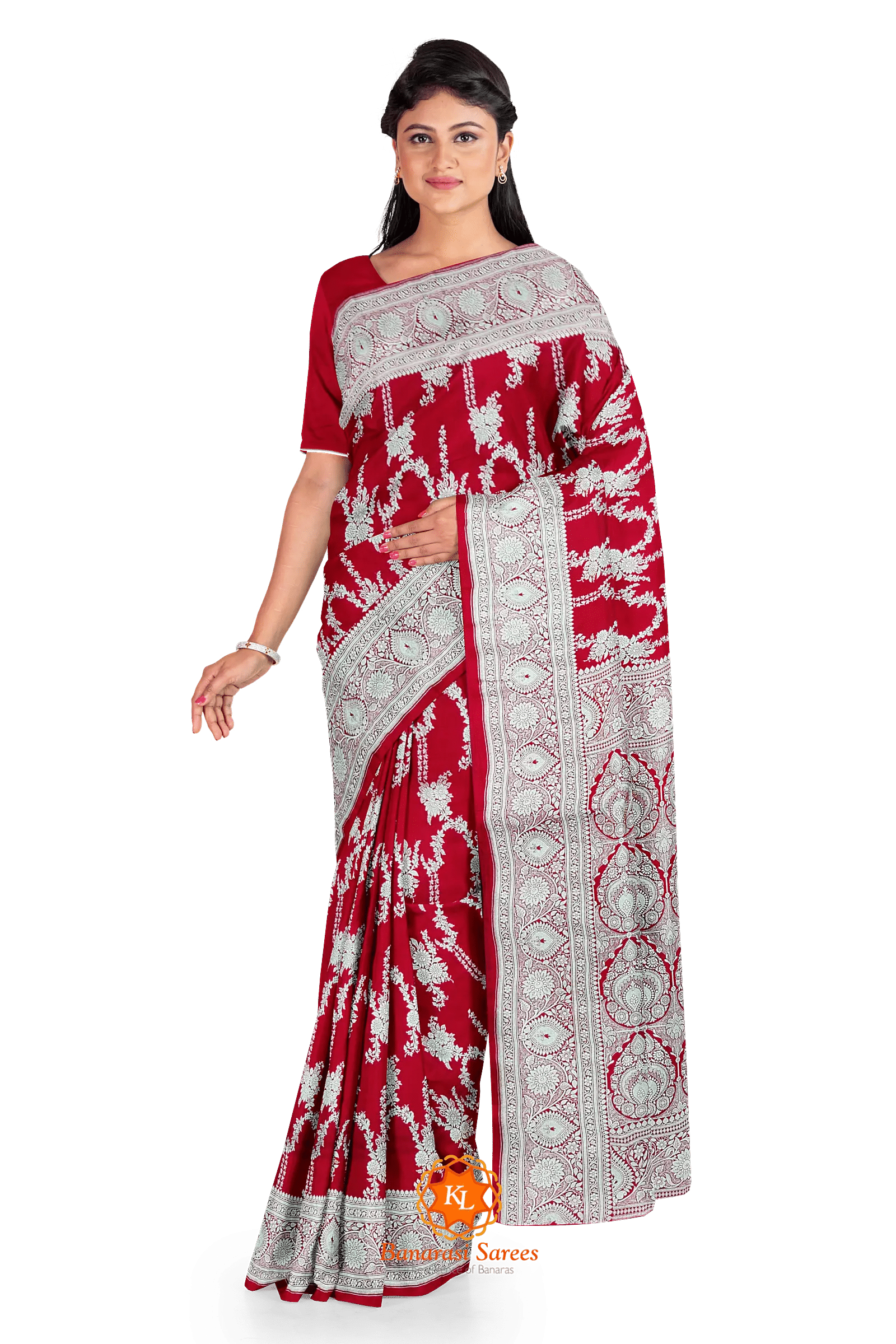 Cherry Red Dual Tone Silk Saree – SHANGRILA DESIGNER