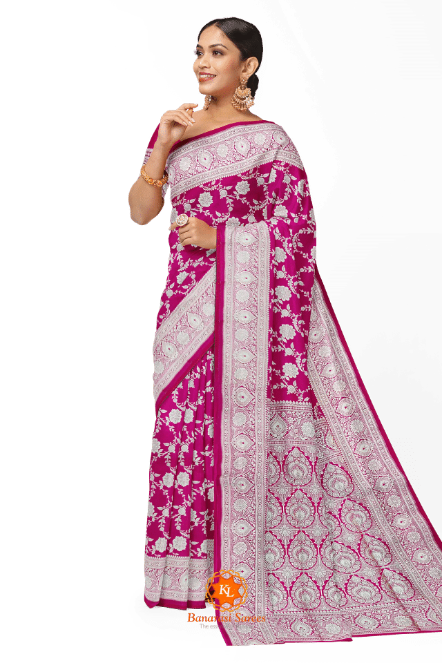 Rani Soft Silk Banarasi Saree With Floral Jaal Pattern