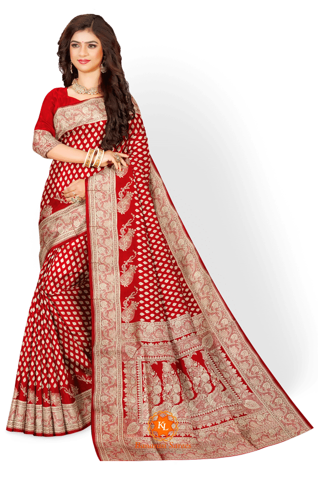 Bridal Red Banarasi Soft Silk Saree 