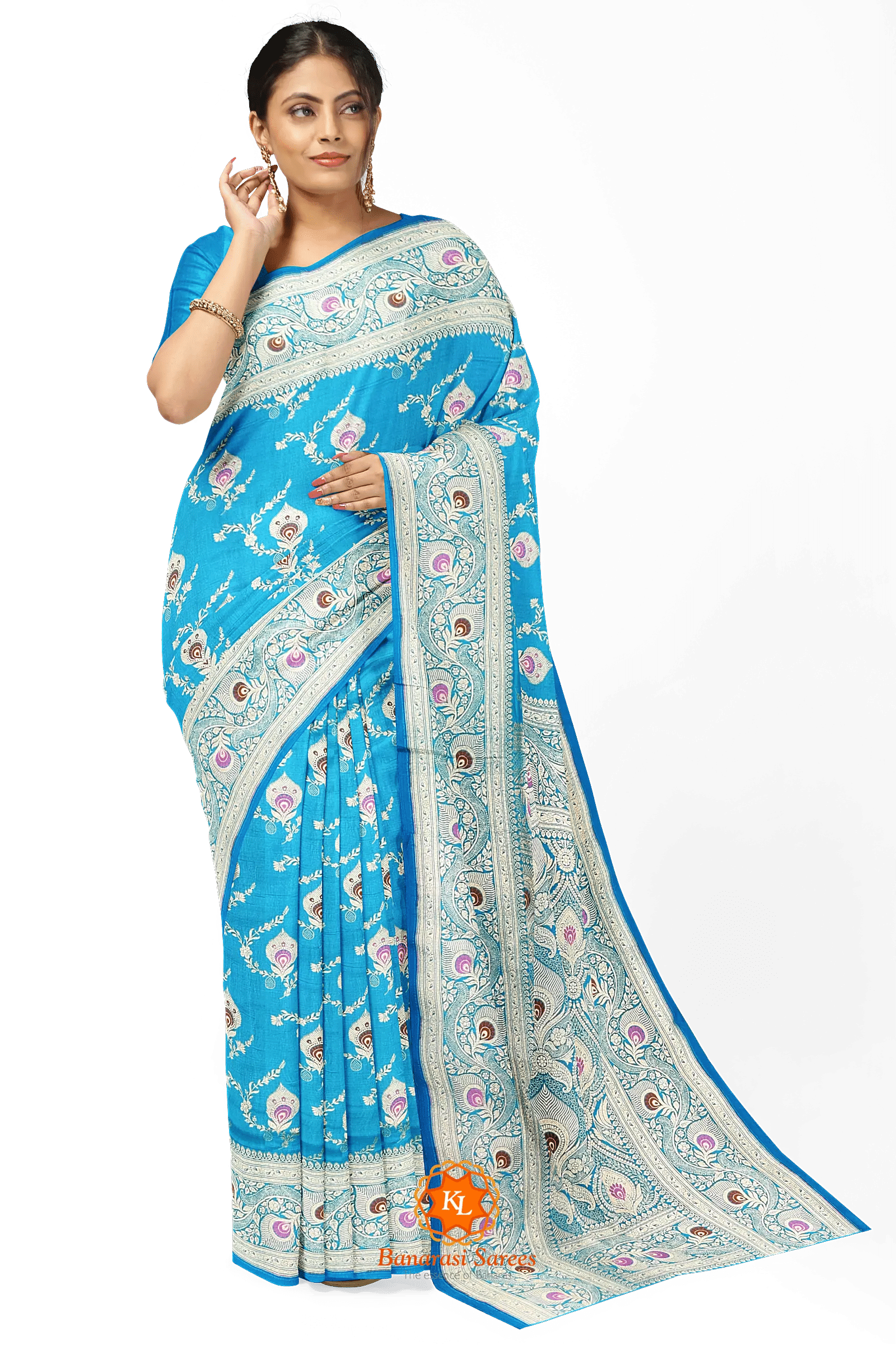 HOUSE OF BEGUM Georgette Saree Megenta With Meena Work with Blouse Pie –  F2FMART.com