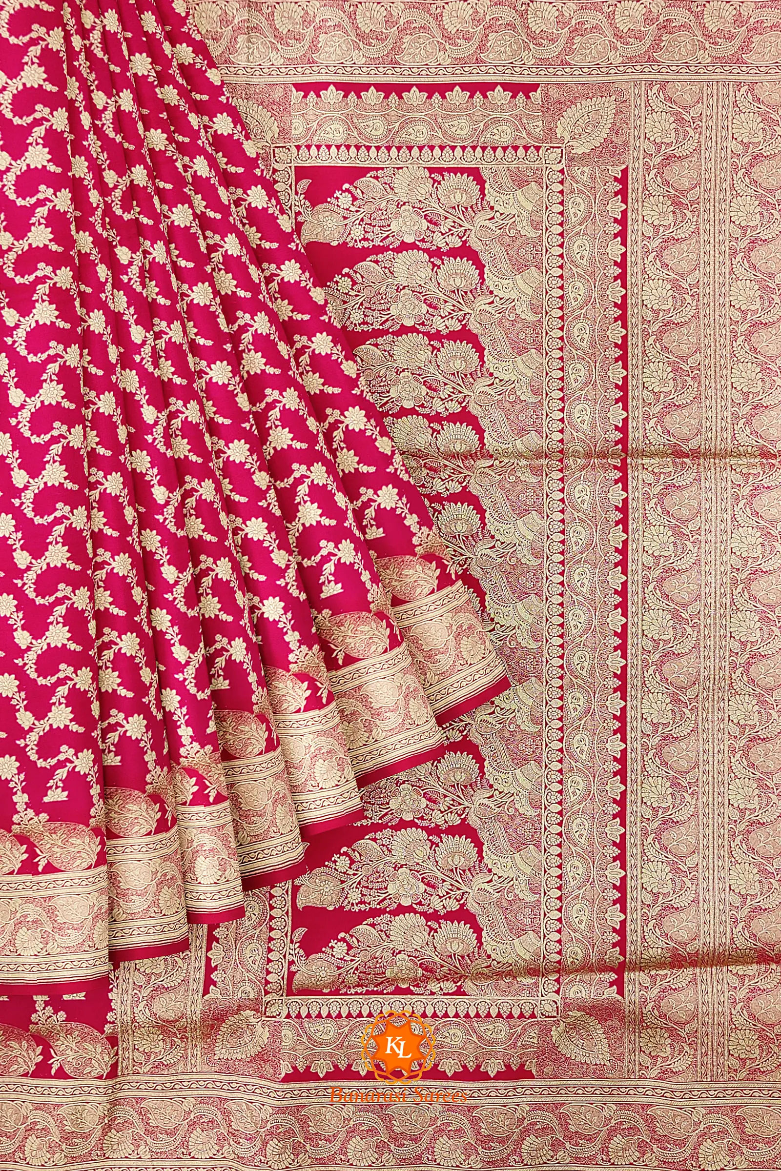 Banarasi Art Silk Jacquard Woven Saree in Rani PinkDefault Title | Saree, Saree  designs, Silk sarees