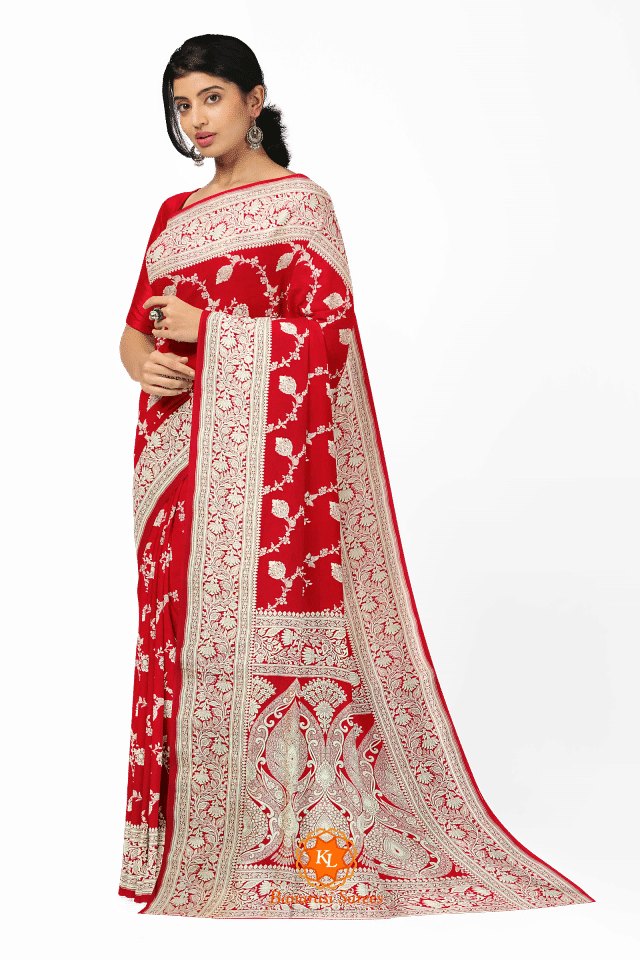 Red Banarasi Soft Silk With Zari Woven Work Saree