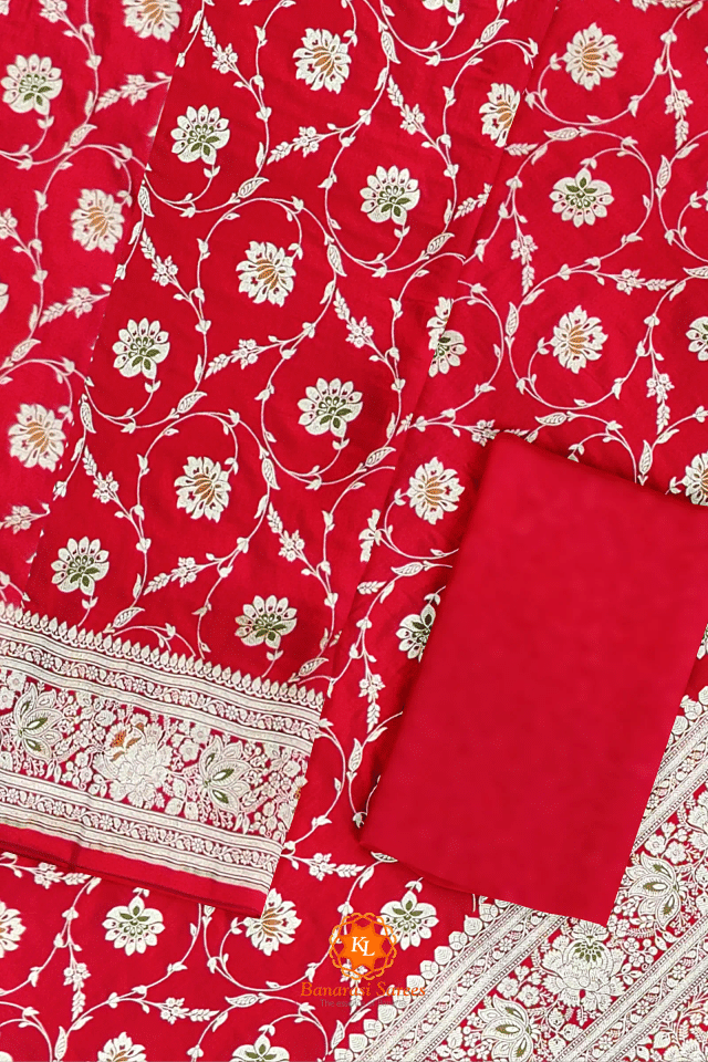 Red Banarasi Soft Silk Saree With Zari And Weaving Work