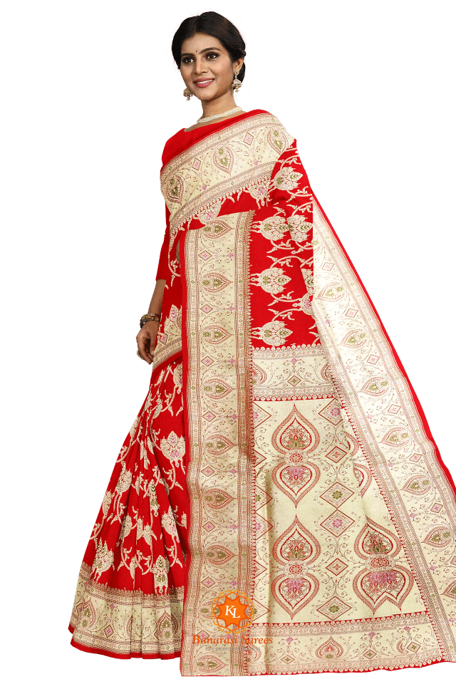  Red Woven Banarasi Soft Silk Saree