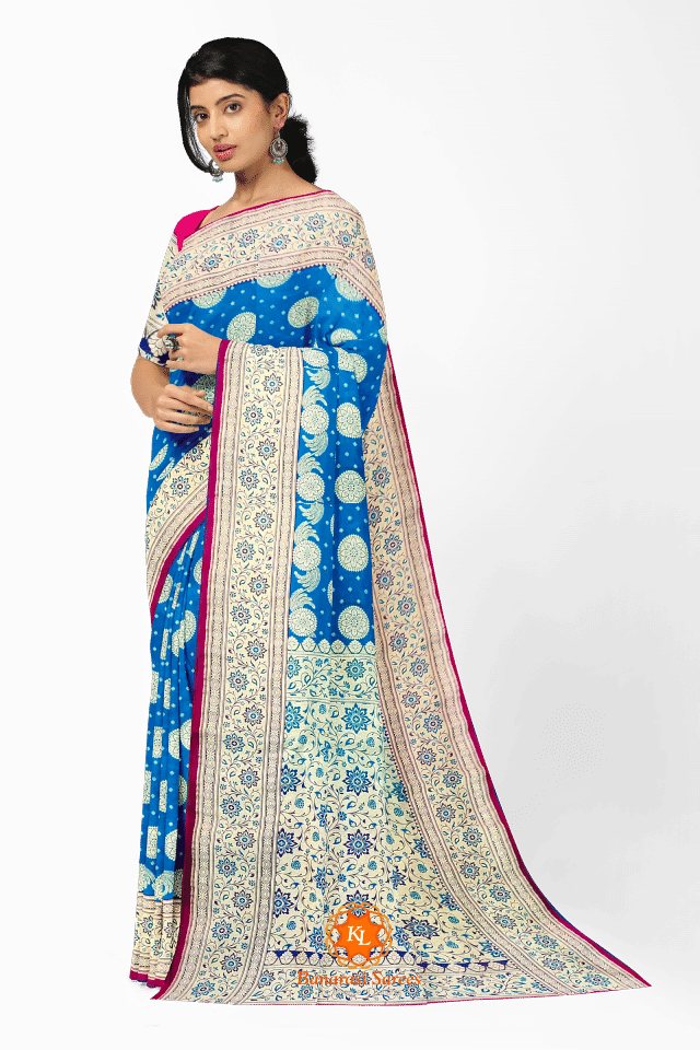 Banarasi Blue Gol Butta saree