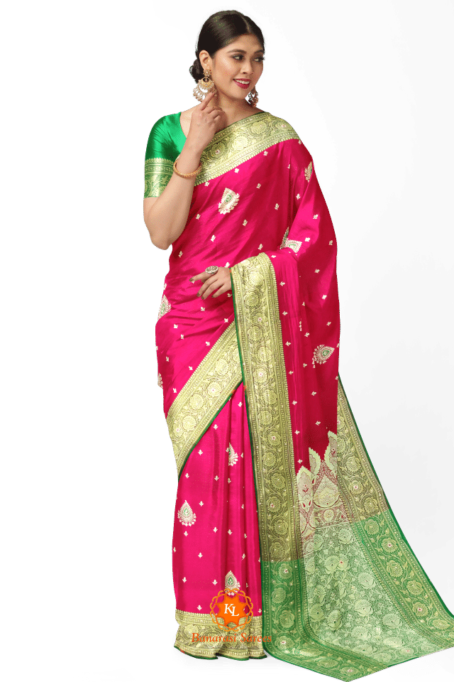 Banarasi Pink Saree With Stone Work