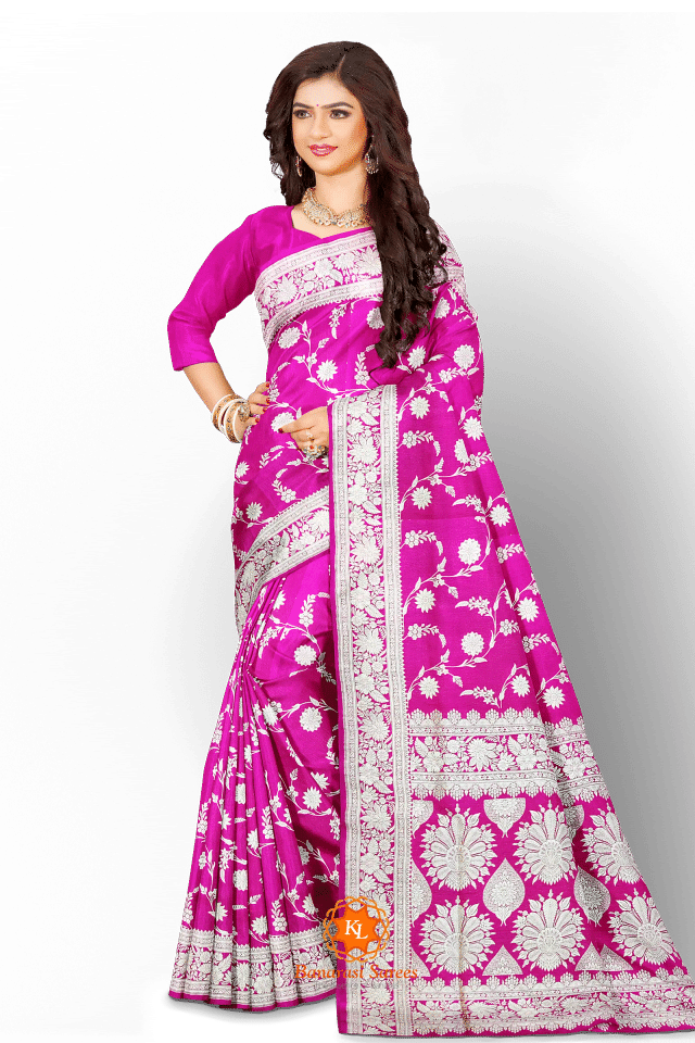 Rani Soft Georgette Banarasi Saree With Floral Pattern